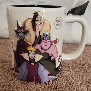 Rae Dunn White Ceramic Mug with Black Interior and Colorful Villain Artwork